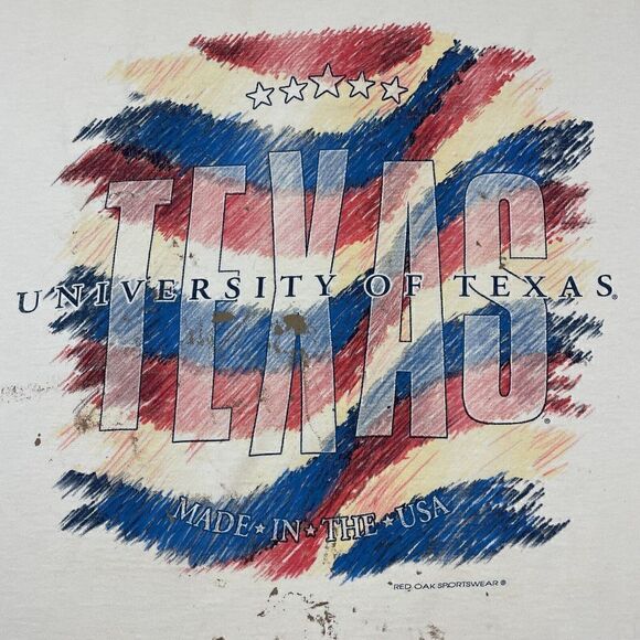 Vintage Shirt Mens Extra Large White University of Texas 90s Multicolor Retro - Picture 2 of 15